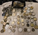 Huge Antique Lot Pocket Watches Cases Dials Movements Scrap Parts Elgin Waltham. Fixed Price $675.00.