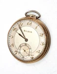 Bulova Pocket Watch 17 Jewels 10K Rolled Gold Plate Tested / Keeps Time. Fixed Price $199.00.