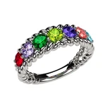 10K/14K Gold Or Sterling Silver Rope Mother's Ring With Birthstones Jewelry. Fixed Price $843.95.