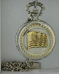 Men's 2" American Flag Two Tone Pocket Watch With Chain. Fixed Price $18.99.