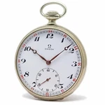 Omega Pocket Watch REF.141 CAL.38.5L.T1 Japanese Railway Jnr Engraving Rare. Fixed Price $900.00.