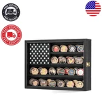 Exquisite Military Challenge Coin Display Case 15X11IN With American Flag Design. Fixed Price $53.99.