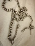 Antique Victorian Watch Chain 26 Inches Solid Silver Every Link Stamped 925 60G. Fixed Price $549.75.