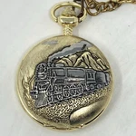 Gruen Embassy Pocket Watch Men Train Gold Silver Two Tone W/chain Battery. Fixed Price $24.99.