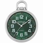 Gotham Men's Silver-tone Slim Railroad Open Face Quartz Pocket Watch GWC15027SG. Fixed Price $79.95.