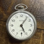 Antique Bull Seye Westclox Railroad Pocket Watch, Circa 1962, W/working Movement. Fixed Price $26.00.