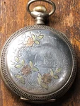 Illinois Pocket Hunter Watch Sterling /fine Silver Case With Gold Inlay - Nice. Fixed Price $199.00.
