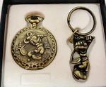 Disney Mickey Mouse Golf Pocket Watch And Chain By Colibri Verichron Mib. Fixed Price $59.00.