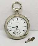 FAPW235 1887 Illinois Pocket Watch W/key, Gr I.w.c., Size 18S, J, Needs Work.. Fixed Price $164.99.