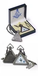 Masonic Triangle Pocket Watch Pewter Tone Freemasonry Square Compass Gift Box. Fixed Price $19.99.