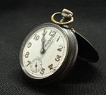 Antique Eterna Swiss Pocket Watch/ Alarm 42203 Gunmetal Military Runs Ships Free. Fixed Price $240.00.