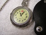 Details Pocket Watch With 12" Chain, Quartz Movement, Leather Case - Works Fine. Fixed Price $15.99.