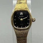 Elgin Womens Watch 16MM Black Square Dial Gold Tone Bracelet New Battery. Fixed Price $35.99.
