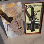 Vtg Nos Remington Silver Tone Pocket Watch Carabiner Clip Leather Compass Japan. Fixed Price $40.00.