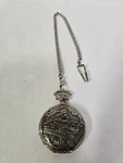 Vtg Jean Paul Japan Quartz Embossed Silverplated Railroad Pocket Watch.... Fixed Price $30.00.