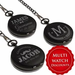 Black Custom Engraved Pocket Watch - Wedding Gift For Groomsmen, Groom, Him. Fixed Price $19.99.