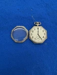 14 Karat White Gold Elgin Octagonal Antique Pocket Watch Fully Working G2U. Fixed Price $900.00.