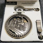 Allude Keepsake Pocket Watch Stream Train Antiqued Brass Design New Box. Fixed Price $15.00.