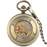 Mens Luxury Vintage Mechanical Black Steampunk Skeleton Pocket Watch With Chain. Fixed Price $22.68.