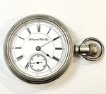 Antique Hampden 18S Pocket Watch Running. Fixed Price $84.00.