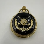 Native Usa Pocket Watch, Two Golf Club And Ball Gold-tone Black Enamel Quartz. Fixed Price $25.00.