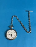Omega Silver .800 Grand Prix-pocket Watch Working-w- Solid Sterling Chain. Fixed Price $508.51.