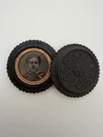 Antique Round Screw-top Pocket Case, W/ Lady's Photograph, Bakelite. Fixed Price $45.00.