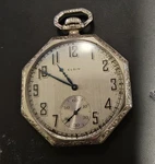 Elgin Mechanical Pocket Watch Silver Open Face Arabic Dial Small Seconds 1925. Fixed Price $125.00.