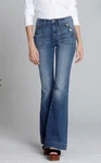Driftwood Farrah Flare Jeans Women 28 Blue Mid Rise Medium Wash Button Pocket. Fixed Price $49.99.