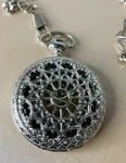 Nwt Pocket Watch Spider Web Skeleton Dbl-sided With Chain Wind Up. Fixed Price $32.00.