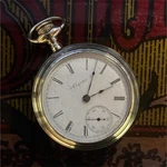 Elgin Silver Plated Mechanical Pocket Watch Roman Numerals White Dial Vintage. Fixed Price $190.00.