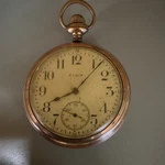 Elgin Gold Filled Open Face Pocket Watch Floral Case Arabic Beige Dial Manual. Fixed Price $75.00.