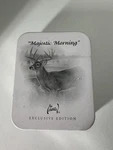 Al Agnew Majestic Morning Pocket Watch Silver Quartz Deer Artwork Chain. Fixed Price $12.00.
