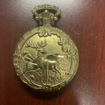 Geneva Quartz Pocket Watch With Chain Deer Design Front. Fixed Price $20.00.