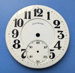 Vintage 16 Size Illinois Pocket Watch Double Sunk Porcelain Dial. Fixed Price $85.00.