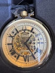 Bulova Men's Automatic Skeleton Gold Stainless Steel Pocket Watch 50MM 97A178. Fixed Price $345.00.