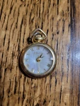 Vintage Round Relic Gold Tone Mother Of Pearl Pocket Watch. Fixed Price $39.00.