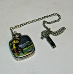 Milan Quartz Square Pocket Watch Silver Tone MLN5043PM 138 PC21 W/ Golfer Front. Fixed Price $25.00.