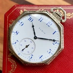 1927 Elgin 14K Solid White Gold Octagon Case 12S Pocket Watch - 57.3 Grams. Fixed Price $2500.00.