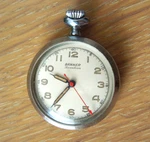 Vtg Banner Seventeen Small Mechanical Pocket Watch Red Second Hand Works. Fixed Price $34.50.