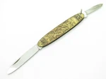 Vintage Colibri Solingen Germany Brass Handle Hunter Scene Folding Pocket Knife. Fixed Price $34.95.