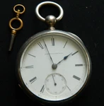 1873 ELGIN.18S. 7J.KEY.MOD-1 Pocket Watch W/ Silver Coin Case. Fixed Price $279.00.