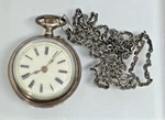 Antique Swiss Lepine Pendant Pocket Watch 1890'S Engraved Silver/gold Case Chain. Fixed Price $375.00.