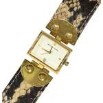 Michael Kors MK2114 Gold Square Watch Brown Python Snake Leather Band Date Dial. Fixed Price $44.95.