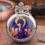 Vintage Style Pocket Watch Full Hunter Quartz Dragon Stained Glass Design. Fixed Price $11.95.
