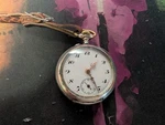 Antique Minerva 800 Silver Cylinder Pocket Watch Steel Case ** Working. Fixed Price $100.00.