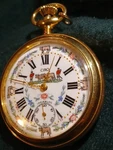Rare Gold Swiss Pocket Watch Ciro Nastrix Corp. Hand Color Bull Farmer. Fixed Price $565.95.