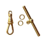Set Gold Tone Swivel Clip & T- Bar Toggle Clasp 1.5" Pocket Watch Chain Repair. Fixed Price $21.60.