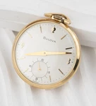 Vintage Bulova Buckingham Pocket Watch Linen Dial 10K Rgp 17J 16AB - 853B. Fixed Price $299.99.
