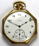 1920 Elgin Grade 303 12S 7J Gold Filled Or Rgp Octagon Pocket Watch - Runs. Fixed Price $99.99.